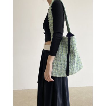 쥬에 Spring Tweed Padded Shoulder Bag Mint