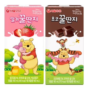  서울우유 딸기꿀단지 24개 + 초코꿀단지 24개 멸균우유팩 180ml [총2박스]