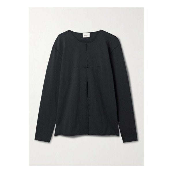 케이트 키트 패널 코튼 저지 티셔츠 블랙 1647597358465017