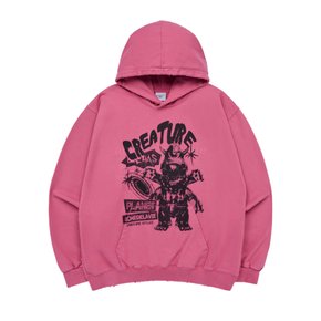 CYL4AS CREATURE DESTROYED HOODIE DARK PINK CYL4AS 디스트로이드후드 다크핑크