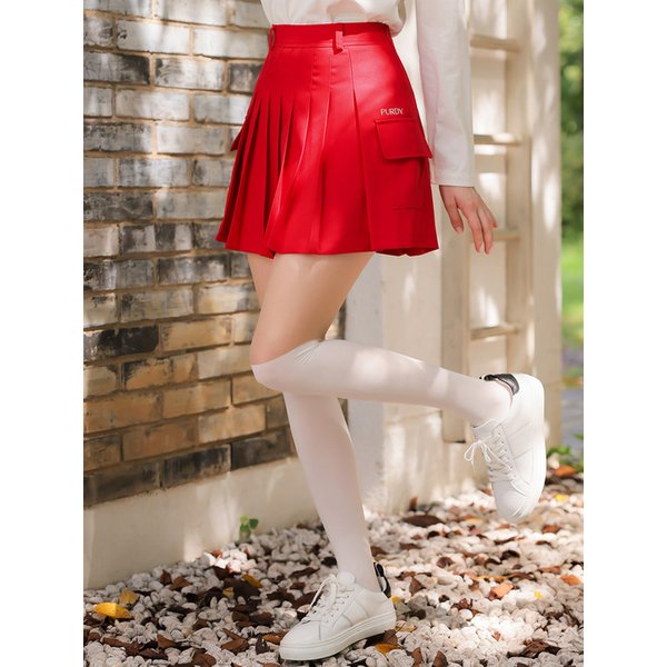 카고 플리츠 큐롯 스커트 [레드]