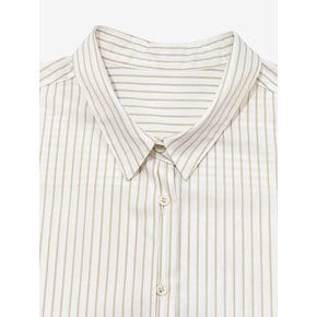 STRIPE SLEEVE ROLL-UP SHIRT_BEIGE