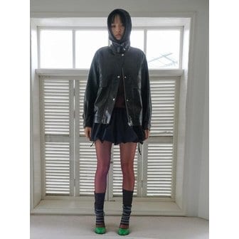 구호 플러스 Faux Leather Highneck Jumper  Black (KE593ZM055)