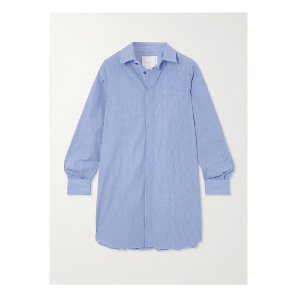 스트라이프 패널 포플린 셔츠 드레스 블루 46376663162869283