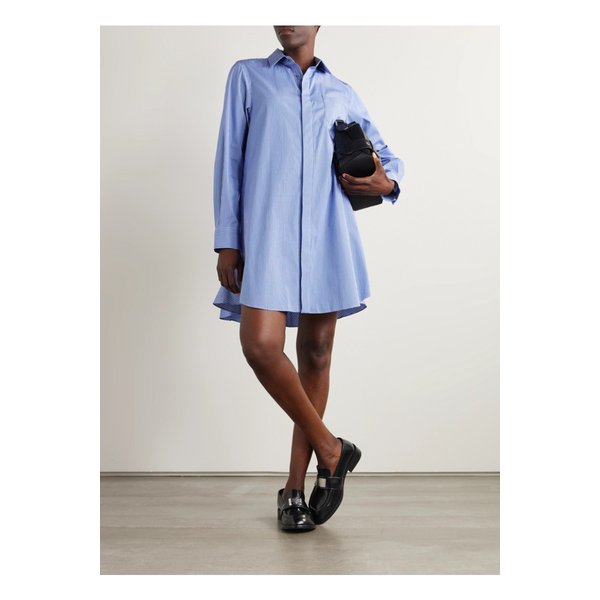 스트라이프 패널 포플린 셔츠 드레스 블루 46376663162869283