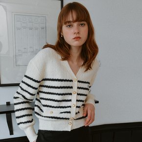 WOOL BLENDED STRIPE CARDIGAN IVORY