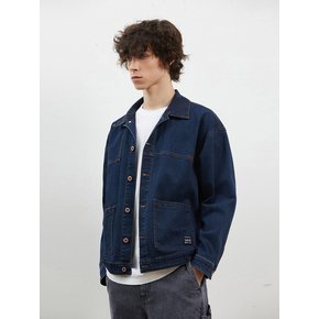 DENIM PATCH WORK JACKET DARK BLUE