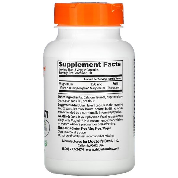 닥터스 베스트 브레인 마그네슘 50mg 90베지캡슐 트레온산 마그네슘