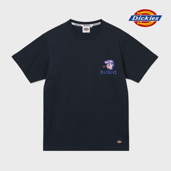 디키즈 [공식] 디키즈 싱글 저지 레귤러핏 픽셀 그래픽 반팔 티셔츠 Dark Navy