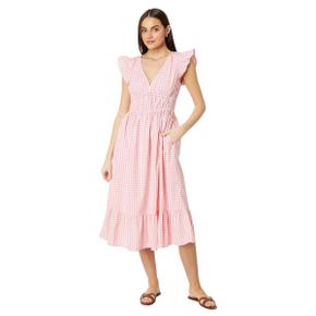 4284882 Vineyard Vines Poplin Flutter Midi Dress