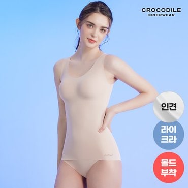 감탄브라 [크로커다일] 인견 라이크라 크림 베이지 감탄슬리머+팬티 2종