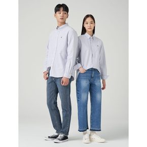 [Essential] 남녀공용 옥스포드 스트라이프 셔츠  블루 (BC3764E01P)