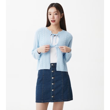 플라스틱아일랜드 리본디테일 가디건 (PR2KG301)