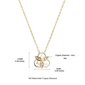 브레이브 심볼  꼬냑 다이아몬드 목걸이  14k Gold