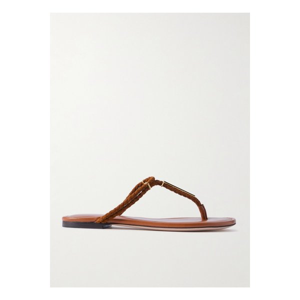 릴리 가죽 트리밍 장식 브레이드 스웨이드 샌들 탠 브라운 46376663162843710