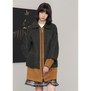 LAYERED ZIP FRONT WOOL COAT[A]