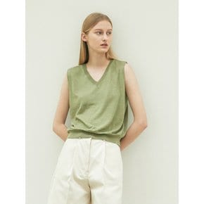 linen sleeveless knit (light khaki)