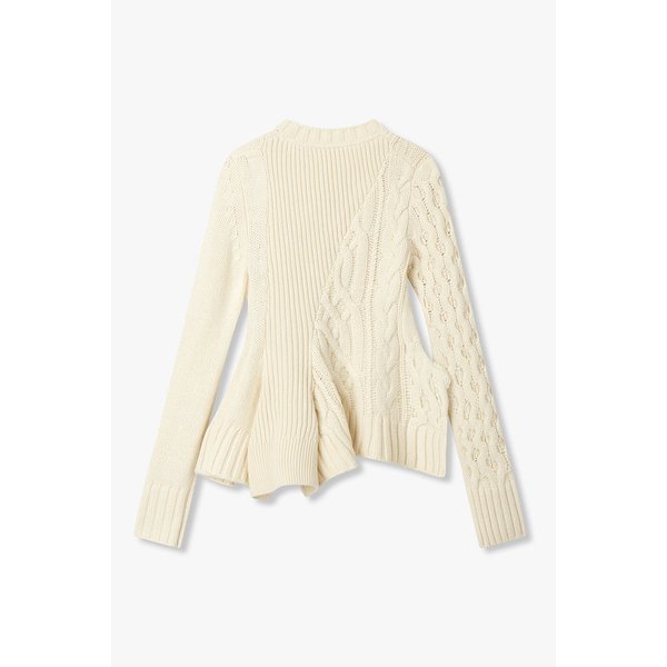 여성 울 니트 페플럼 풀오버 (라이트 베이지) 6415330122000