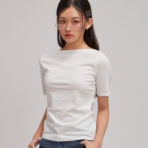 Boat Neck Short Sleeve T White