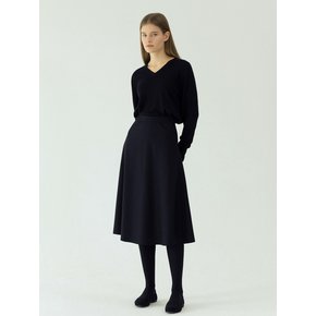 Flared wool skirt (Navy)