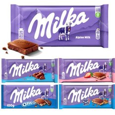 밀카 100퍼센트 알프스 우유 초콜릿 milka 5종 100g x 24개