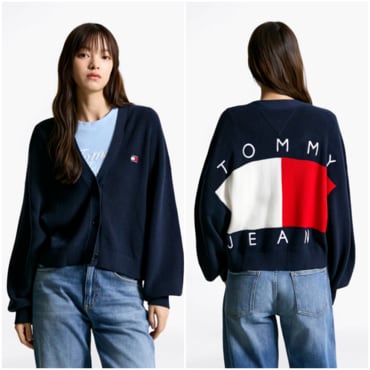 타미진스 여성 플래그 배지 가디건 T32F7KCD31TWT1 TOMMY JEANS