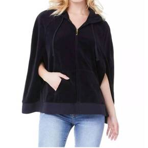 3933940 Juicy Couture Velour Cape Track Jacket In Black