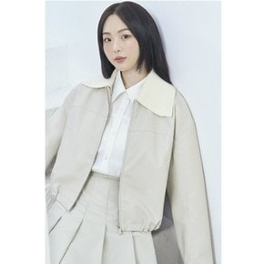 플라스틱아일랜드 탈착 니트카라 블루종 레더집업 점퍼 (PR1WZ201)