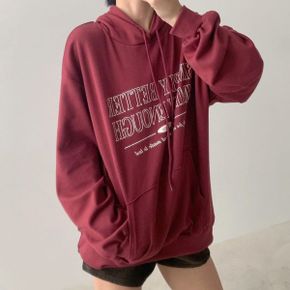 심플리레터링 후드포켓박스 긴팔롱티셔츠 데일리 빅사이즈 맨투맨 오버핏 면캐주얼_P437410596