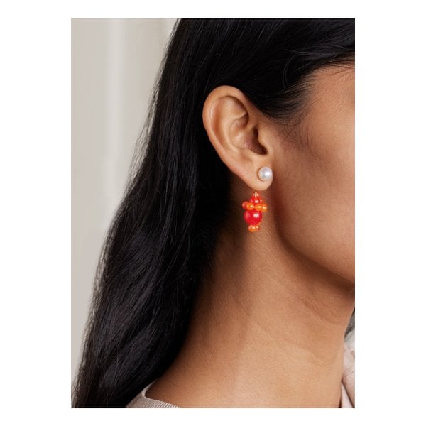 컴플리티드워크  골드 버메일 진주 비즈 이어링 오렌지 46376663162862987