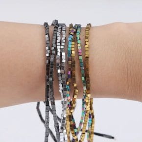 38cm 2x2 천연 적철광 스퀘어 비즈 스톤 Shamballa DIY 목걸이 팔찌 장신구 쥬얼리