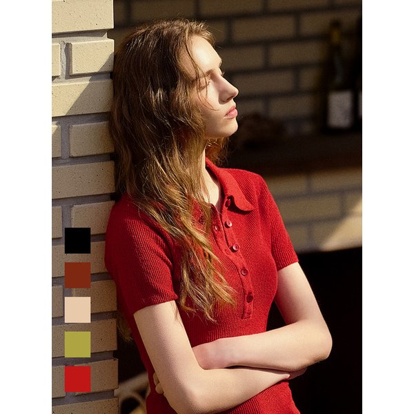 [시크릿 기획전]SLIM SUMMER BOUCLE POLO KNIT TEE (5COLOR)