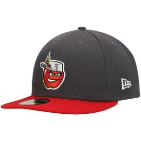 4556914 New Era Mens Gray Fort Wayne TinCaps Authentic Collection Road 59FIFTY Fitted Hat