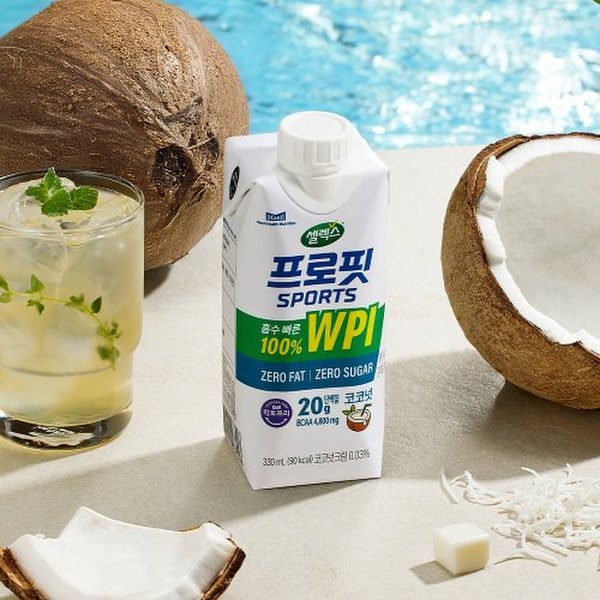 [본사직영] 프로핏 스포츠 웨이프로틴 드링크 코코넛 2박스 (330ML x 24입)