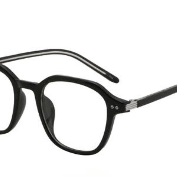[옷자락] 남녀공용 긱시크 블랙 실버 투명 라운드 뿔테 안경테