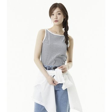 플라스틱아일랜드 [BEIGE]스트라이프 민소매 탑 (PR7CT401)