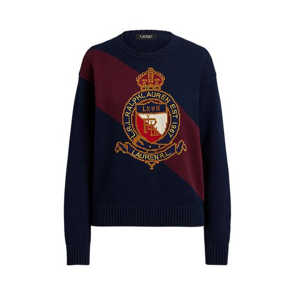 컬러블록 크레스트 코튼 스웨터(WMLRSWES6820868410)