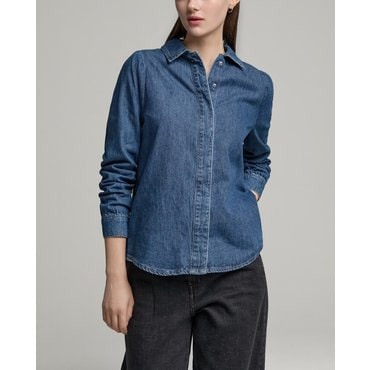 DKNY 코튼 데님 블라우스 (DW2E7NBL038I)