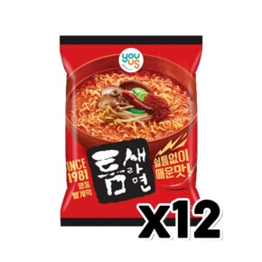 유어스 틈새라면 빨계떡 매운맛 봉지라면 120g x 12개