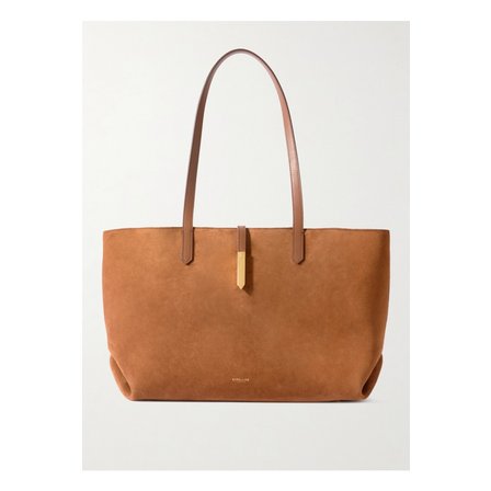 DEMELLIER 드멜리어 도쿄 가죽 트리밍 스웨이드 토트 탠 브라운 46376663162913560