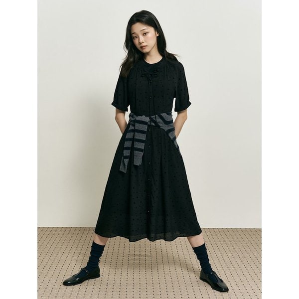 [B. my] 별 패턴 반소매 볼륨 원피스  블랙 (BF5871N015)