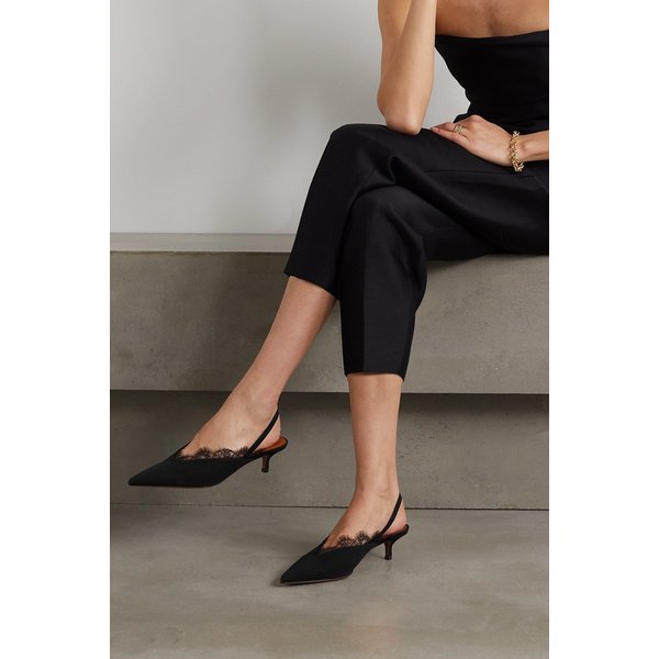 이레나 레이스 트리밍 크레이프 드 신 슬링백 펌프스 블랙 24665545640516552