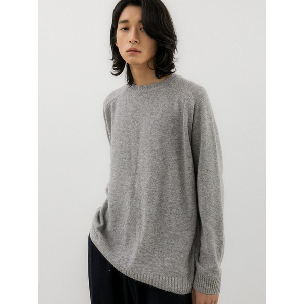 SOFT LAMBSWOOL CREW NECK KNIT GREY