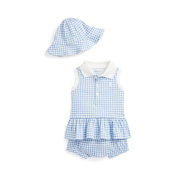 랄프 로렌 베이비 여아 깅엄 코튼 인터로크 쓰리피스 세트(CWPO2STF9S20034400)