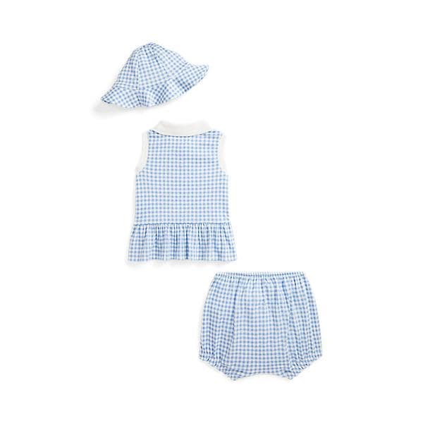 랄프 로렌 베이비 여아 깅엄 코튼 인터로크 쓰리피스 세트(CWPO2STF9S20034400)