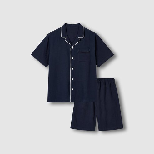 JAJU 25 S/S   남 썸머 더블 코튼 5부 파자마 세트  J215201112