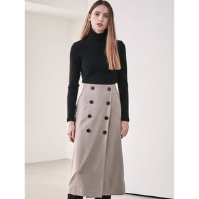 Gaia Double Button Pencil Skirt_Beige