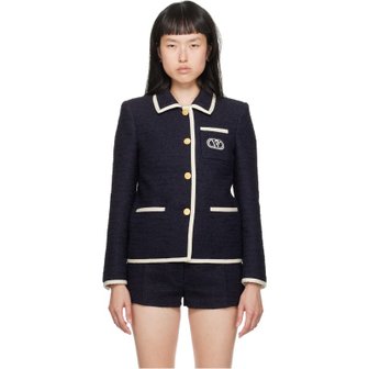 발렌티노 네이비 자수 블레이저 3B3CE3907A6 671 Navy/Avorio