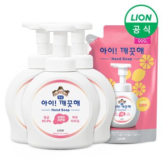 라이온 아이깨끗해 핸드워시 용기 490ml 3개+리필 450ml 1개