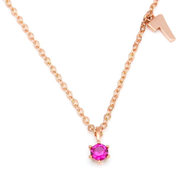 [비앤비골드] 14K 넘버링 탄생석 7월 루비 체인 목걸이 PNN27533